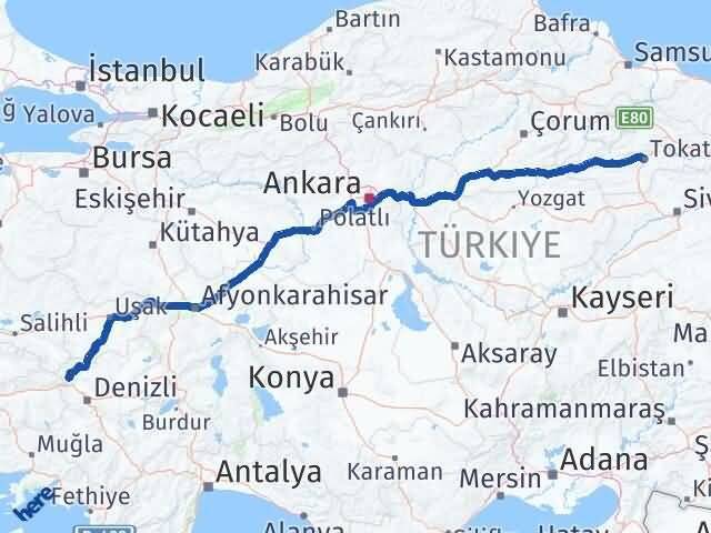 Tokat Buldan Denizli Arası Kaç Km - Yol Haritası