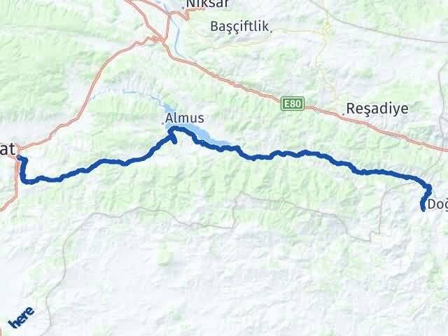 Tokat Doğanşar Sivas Arası Kaç Km - Yol Haritası