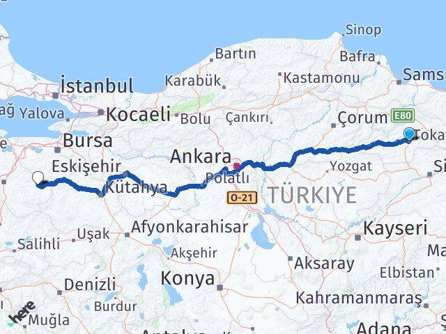 Tokat Dursunbey Balıkesir Arası Kaç Km - Yol Haritası