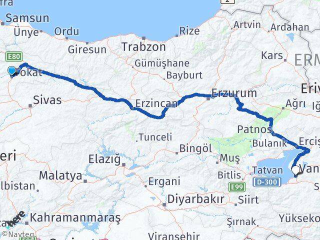 Tokat Edremit Van Arası Kaç Km - Yol Haritası