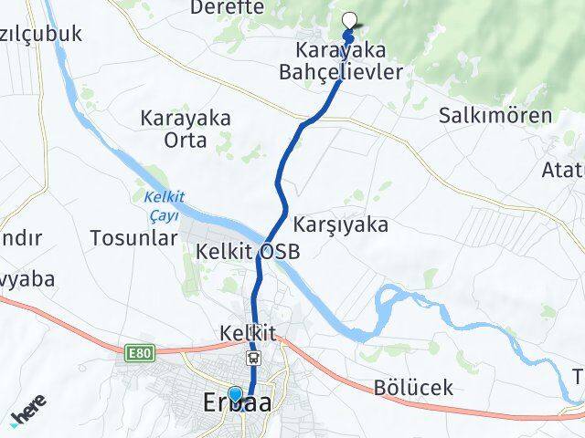 Tokat Erbaa Ağcaalan Erbaa Arası Kaç Km - Yol Haritası