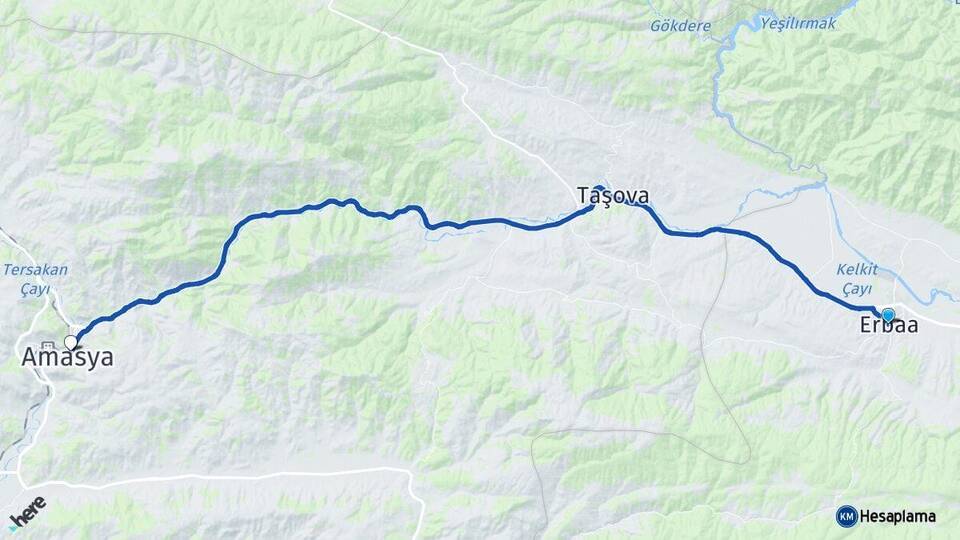 Tokat Erbaa Amasya Arası Kaç Km - Yol Haritası