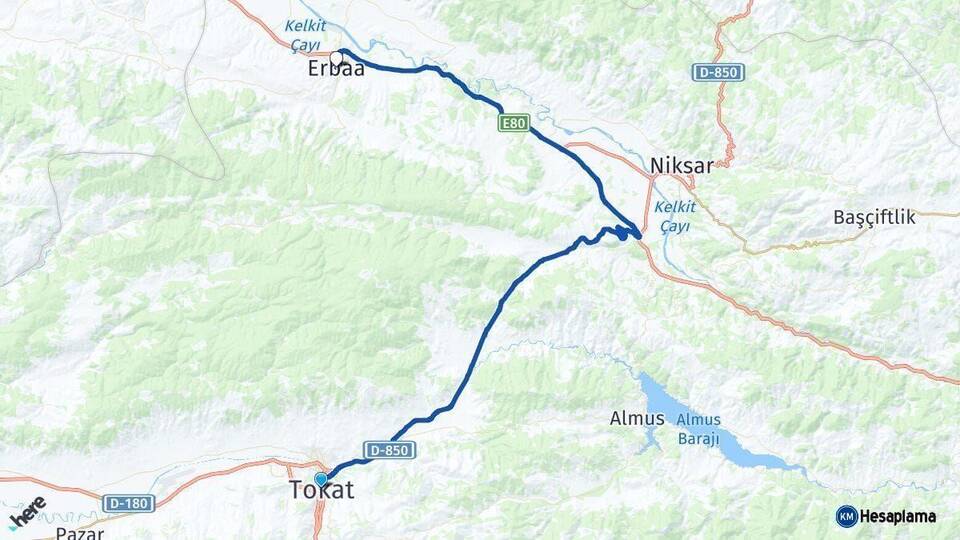 Tokat Erbaa Arası Kaç Km - Yol Haritası