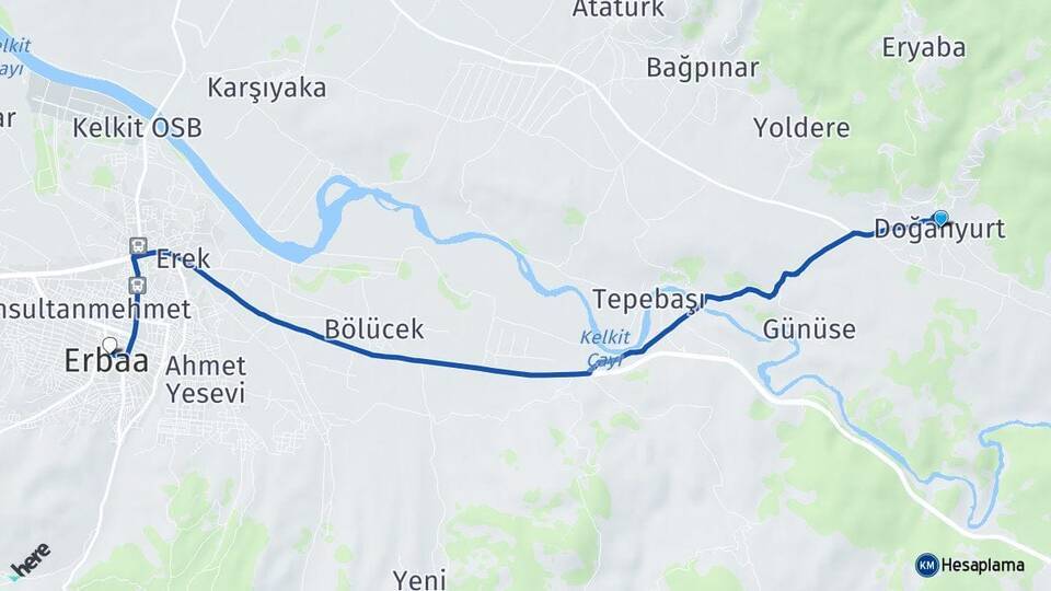 Doğanyurt Erbaa Arası Kaç Km - Yol Tarifi