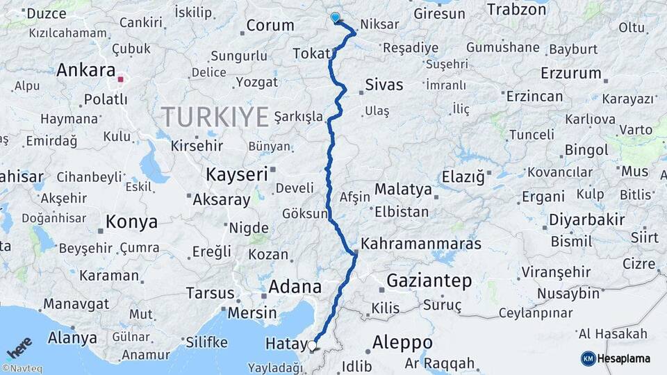 Tokat Erbaa Hatay Arası Kaç Km - Yol Haritası