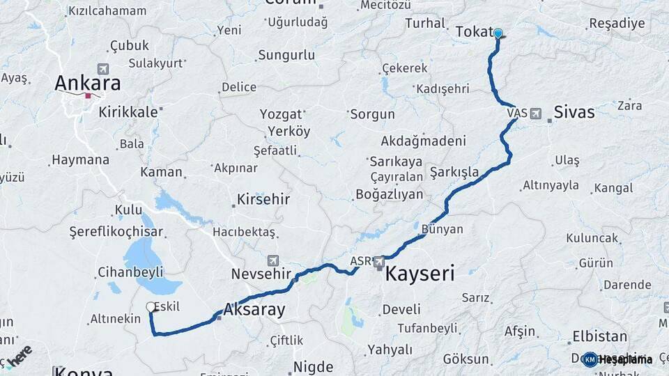 Tokat Eskil Arası Kaç Km - Yol Tarifi