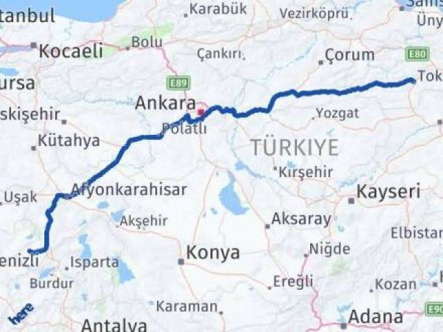 Tokat Evciler Afyonkarahisar Arası Kaç Km - Yol Haritası