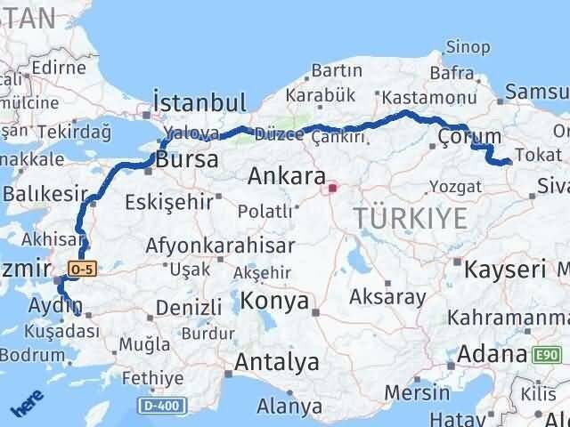 Tokat Germencik Aydın Arası Kaç Km - Yol Haritası