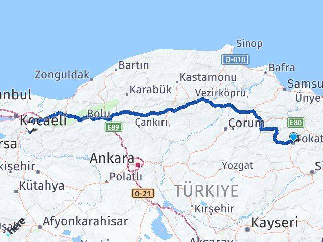 Tokat Geyve Sakarya Arası Kaç Km - Yol Haritası