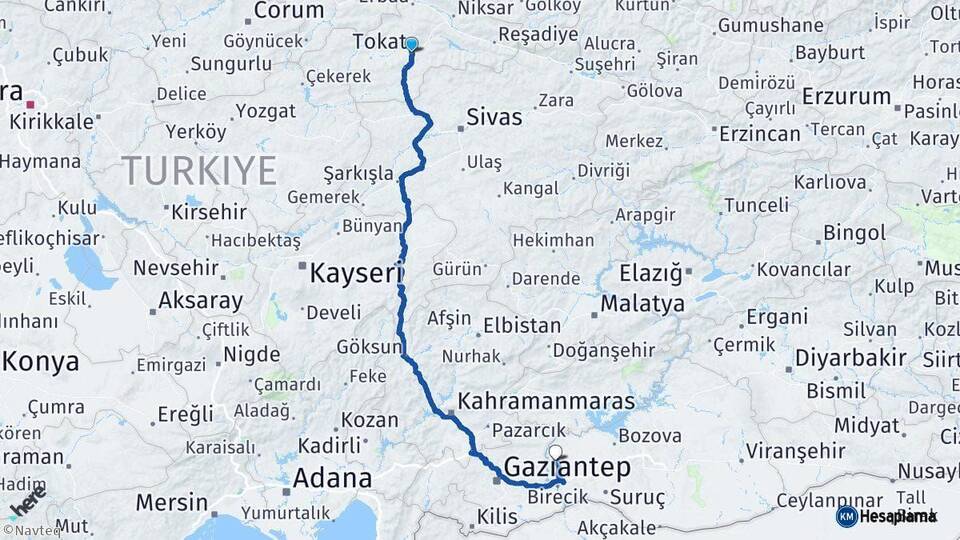 Tokat Halfeti Şanlıurfa Arası Kaç Km - Yol Haritası