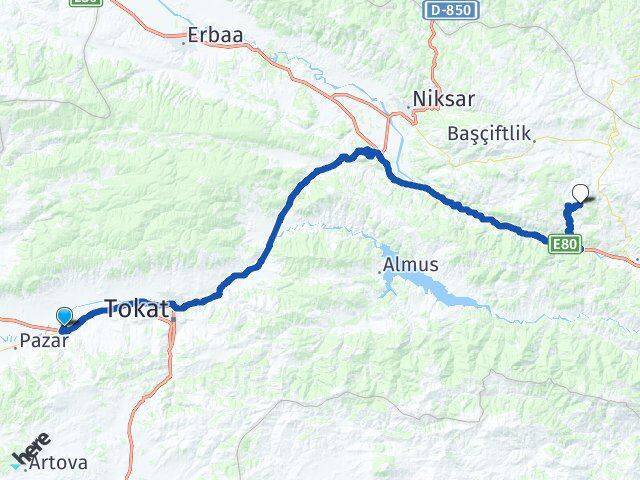 Tokat Havalimanı Büşürüm Arası Kaç Km - Yol Tarifi