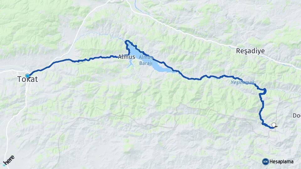Tokat Hubyar Almus Arası Kaç Km - Yol Haritası