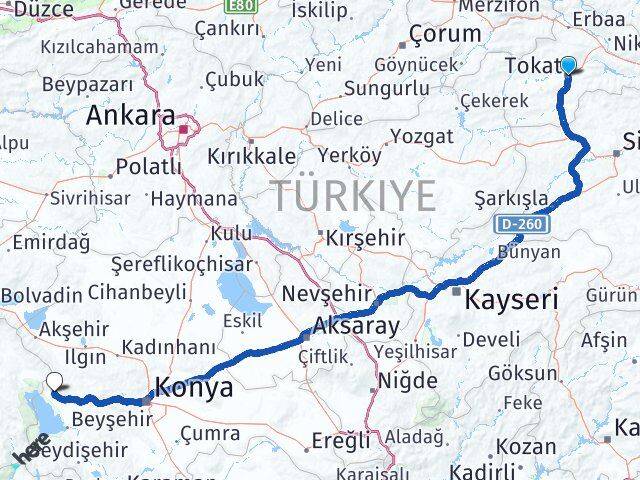 Tokat Hüyük Konya Arası Kaç Km - Yol Haritası