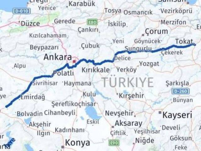 Tokat İscehisar Afyonkarahisar Arası Kaç Km - Yol Haritası
