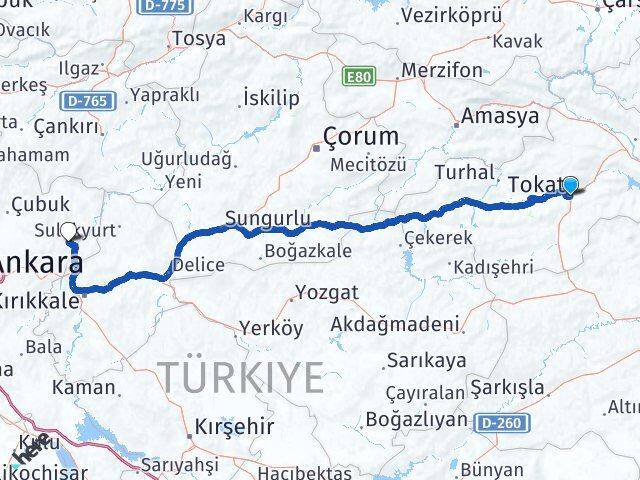 Tokat Kalecik Ankara Arası Kaç Km - Yol Haritası
