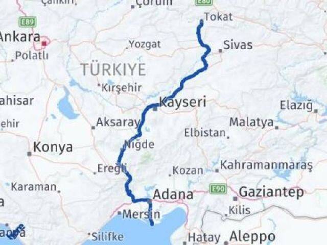Tokat Karataş Adana Arası Kaç Km - Yol Haritası