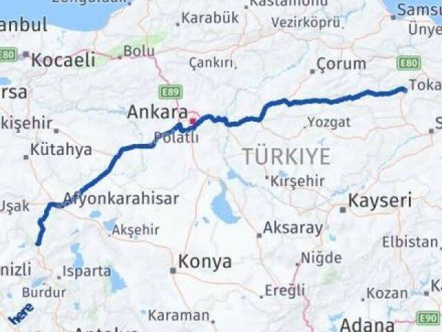 Tokat Kızılören Afyonkarahisar Arası Kaç Km - Yol Haritası