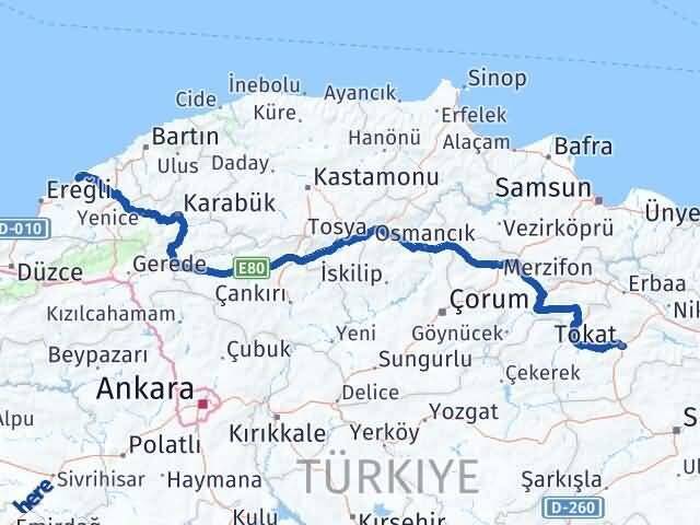 Tokat Kozlu Zonguldak Arası Kaç Km - Yol Haritası