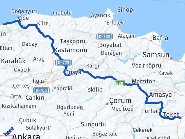 Tokat Kurucaşile Bartın Arası Kaç Km - Yol Haritası