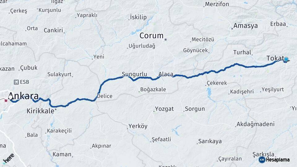 Tokat Mamak Arası Kaç Km - Yol Tarifi
