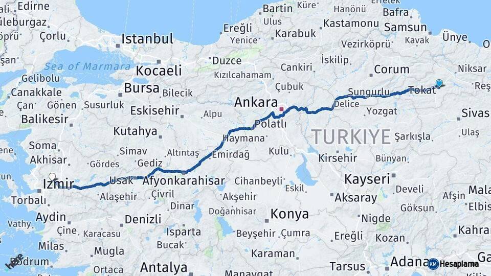 Tokat Manisa Arası Kaç Km - Yol Haritası