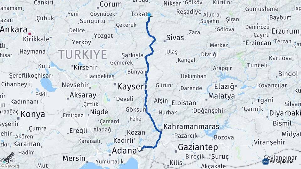 Tokat Ormanbeyli Arası Kaç Km - Yol Haritası