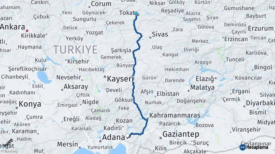 Tokat Osmaniye Arası Kaç Km - Yol Haritası