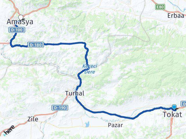 Tokat Otogarı Amasya Arası Kaç Km - Yol Tarifi