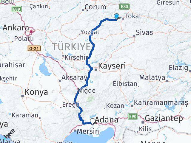 Tokat Pazar Adana Arası Kaç Km - Yol Haritası