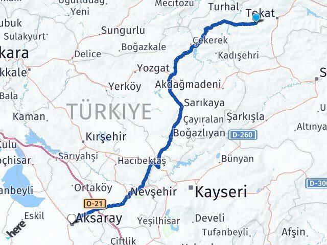 Tokat Pazar Aksaray Arası Kaç Km - Yol Haritası