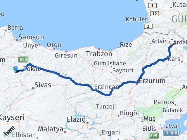 Pazar Ardahan Arası Kaç Km - Yol Tarifi