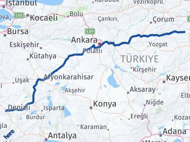 Tokat Pazar Denizli Arası Kaç Km - Yol Haritası