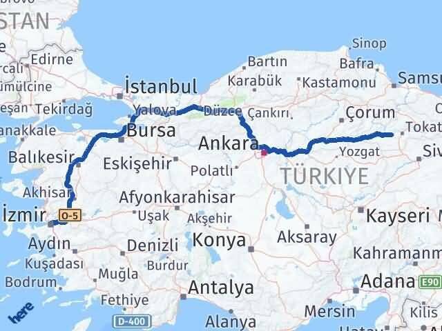 Tokat Pazar İzmir Arası Kaç Km - Yol Haritası