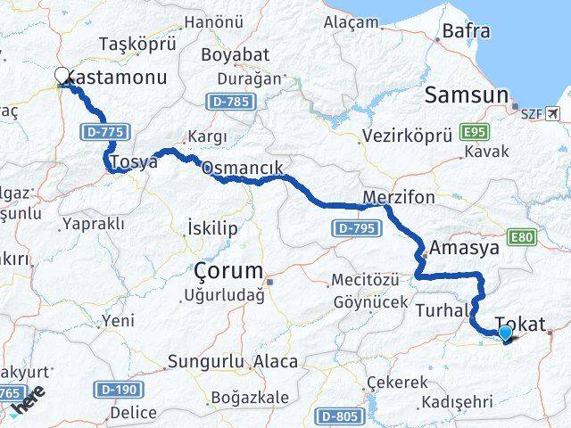 Tokat Pazar Kastamonu Arası Kaç Km - Yol Haritası