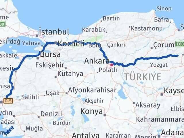 Tokat Pazar Manisa Arası Kaç Km - Yol Haritası