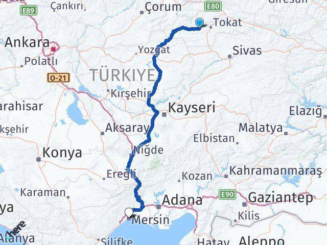 Tokat Pazar Mersin Arası Kaç Km - Yol Haritası