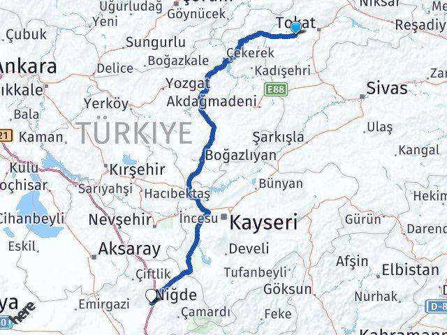 Tokat Pazar Niğde Arası Kaç Km - Yol Haritası