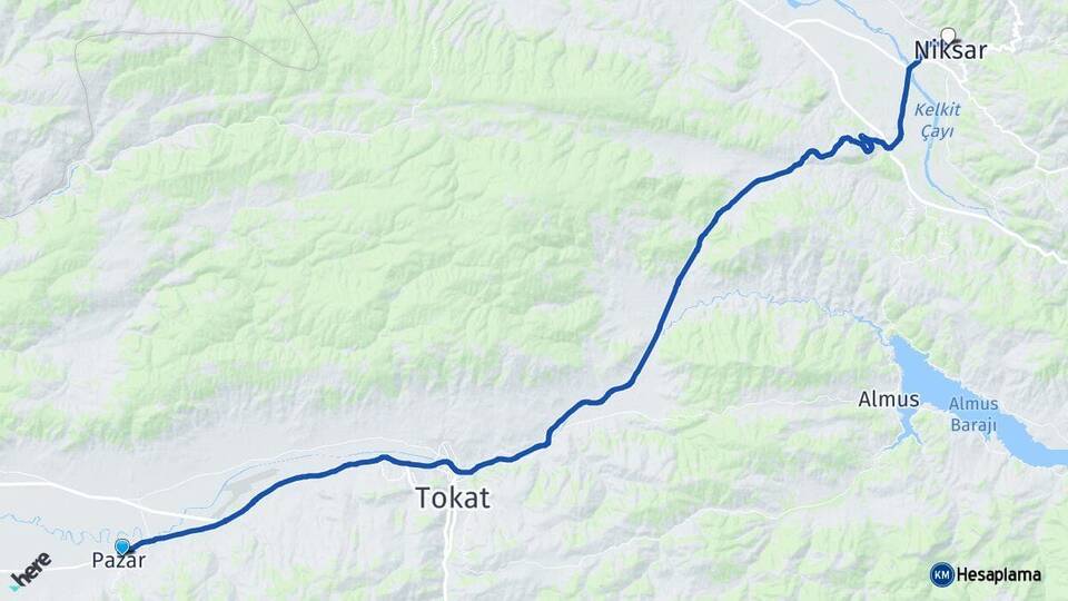Tokat Pazar Niksar Arası Kaç Km - Yol Haritası