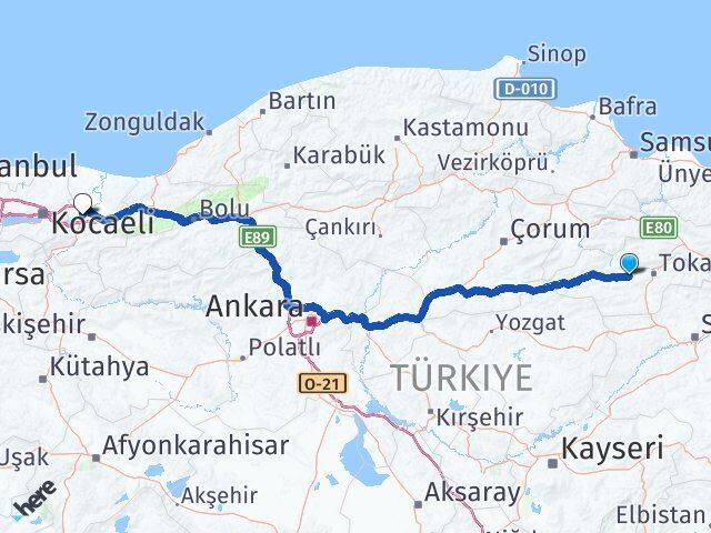 Tokat Pazar Sakarya Arası Kaç Km - Yol Haritası