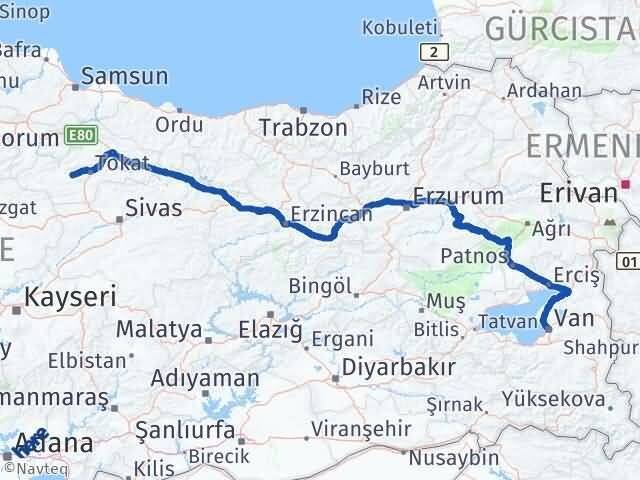 Tokat Pazar Van Arası Kaç Km - Yol Haritası