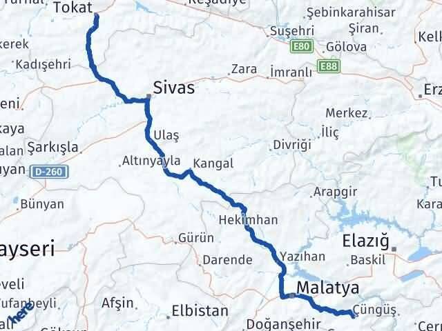 Tokat Pütürge Malatya Arası Kaç Km - Yol Haritası