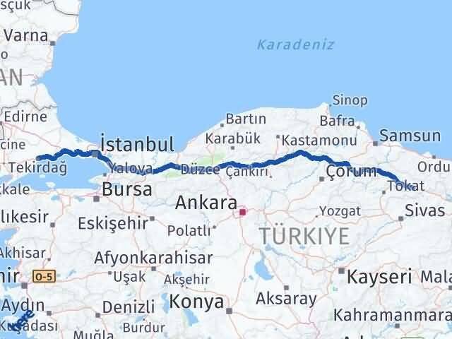 Tokat Reşadiye Tekirdağ Arası Kaç Km - Yol Haritası