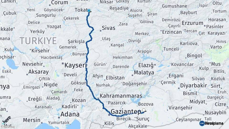 Tokat Şanlıurfa Arası Kaç Km - Yol Haritası