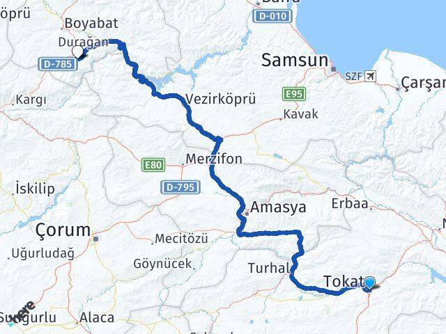 Tokat Saraydüzü Sinop Arası Kaç Km - Yol Haritası