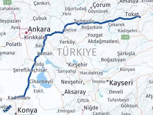 Tokat Sarayönü Konya Arası Kaç Km - Yol Haritası