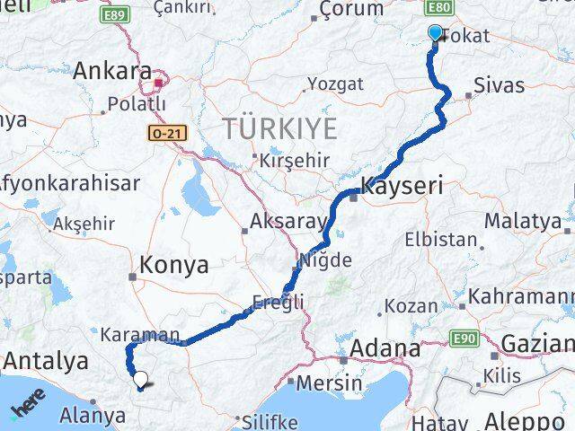 Tokat Sarıveliler Karaman Arası Kaç Km - Yol Haritası
