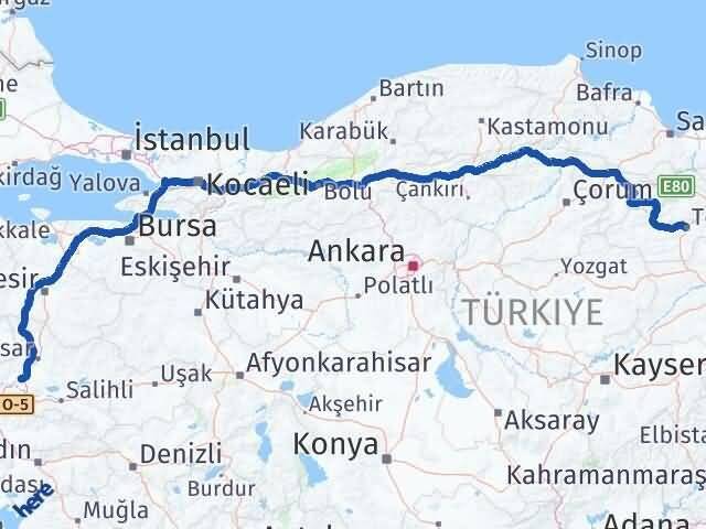Tokat Saruhanlı Manisa Arası Kaç Km - Yol Haritası