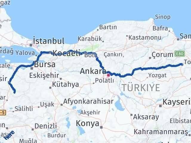 Tokat Sındırgı Balıkesir Arası Kaç Km - Yol Haritası