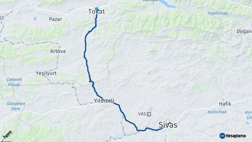 Tokat Sivas Arası Kaç Km - Yol Haritası