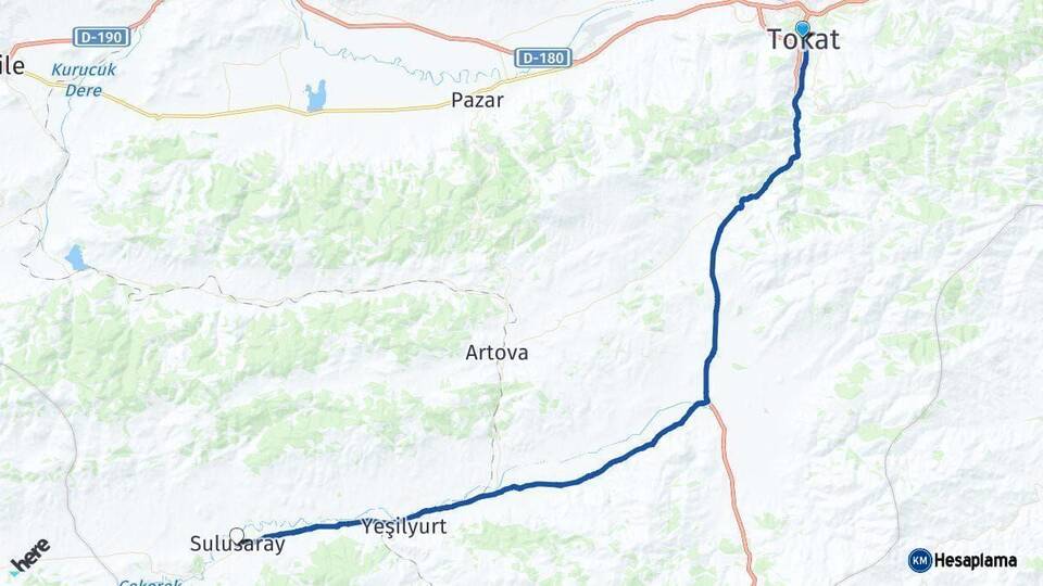 Tokat Sulusaray Arası Kaç Km - Yol Haritası